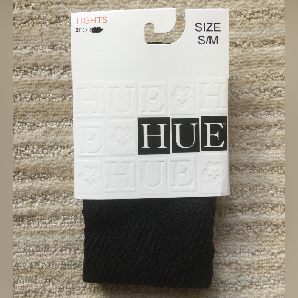 HUE Diamond Textured Tights with Control Top Black Size S | M